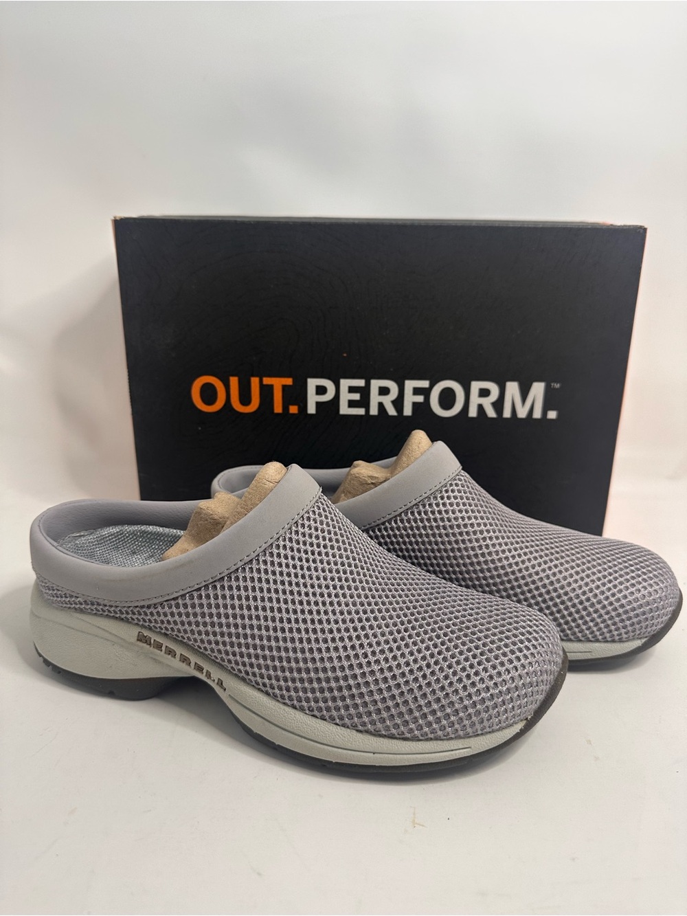 Merrell Grey Mesh Slip-On Clog Mule